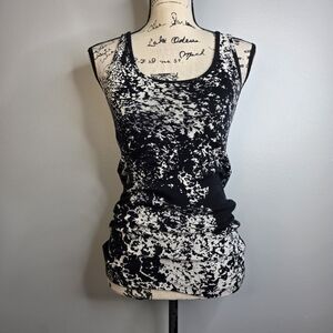 Y2k mossimo black and white splatter goth racer back tank top sz L